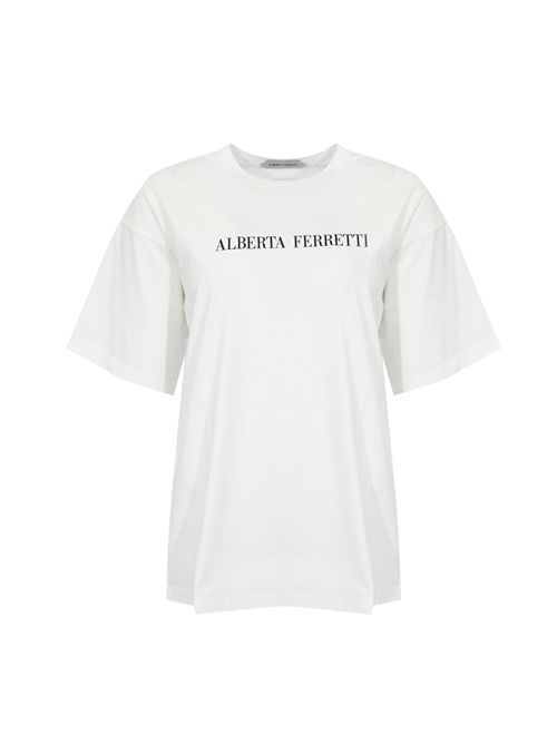 T-shirt in jersey di cotone con logo Bianco ALBERTA FERRETTI | A0703 51950002